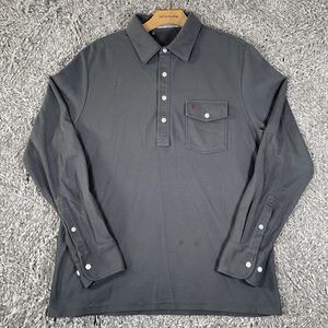 Criquet Polo Shirt Men's Medium Long Sleeve Gray Pocket Texas Golf Pima Cotton